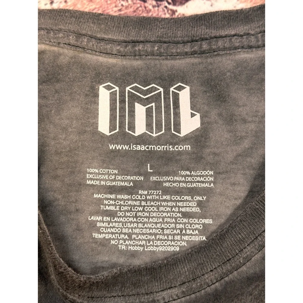 Isaac Morris God Bless America Graphic Tee Charcoal Mineral Wash Large L - Picture 3 of 9